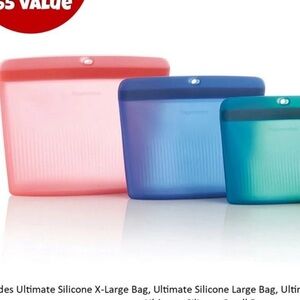 Tupperware ultimate storage silicone zip bags lot